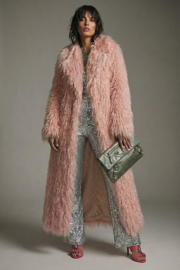 Pink Faux Fur Coat
