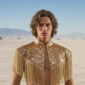 Gold Sequin Fringe Cape - Performance Bolero (Custom Fit)