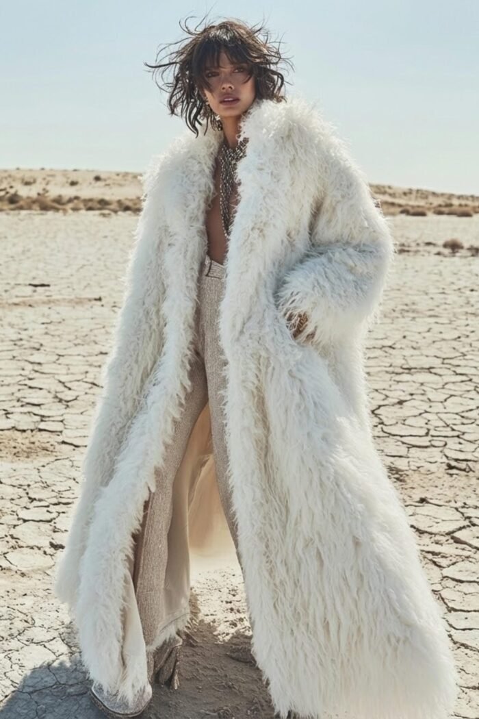 White Faux Fur Maxi Coat