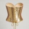 ZEVQ Handmade Gold Sequin Corset Top, a dazzling festival rave bustier worn by a model