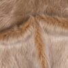 Luxury camel maxi faux fur coat with oversized hood for festival and rave wear.