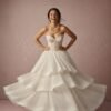 Ivory Lace Corset Tiered Skirt Set by ZEVQ, a premium festival bridal and cyberpunk fashion outfit.