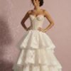 Ivory Lace Corset Tiered Skirt Set by ZEVQ, a premium festival bridal and cyberpunk fashion outfit.
