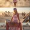 ZEVQ custom holographic sequin festival armor corset and shorts set for festivals