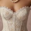 Ivory Lace Corset Tiered Skirt Set by ZEVQ, a premium festival bridal and cyberpunk fashion outfit.
