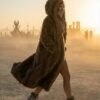 ZEVQ premium brown faux fur hooded festival parka worn at a festival