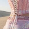 ZEVQ custom holographic sequin festival armor corset and shorts set for festivals