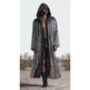 Luxury Men's Silver Sequin Duster Coat, a premium festival kimono for raves and events.