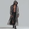 Luxury Men's Silver Sequin Duster Coat, a premium festival kimono for raves and events.