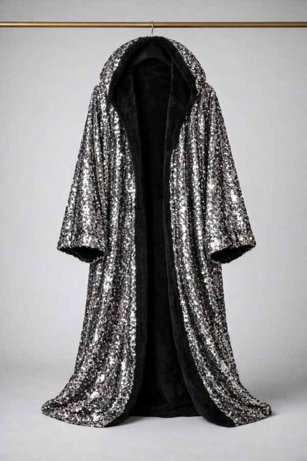 ZEVQ Sequin Maxi Duster with Welsoft Lining - custom length sparkly festival robe