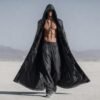 Luxury Men's Silver Sequin Duster Coat, a premium festival kimono for raves and events.