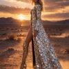 ZEVQ's premium satin-lined mirror mosaic duster, a custom festival robe with reflective panels and luxurious lining.