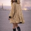 Premium gold sequin duster kimono with ribbed cuffs, a luxury festival jacket.