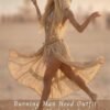 Premium Linen Boho Hood Wrap with gold trim, styled for a desert festival like Burning Man.