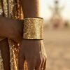 Gold Sequin Secret Pocket Wristband with hidden money compartment for festivals