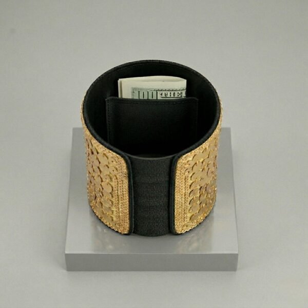Gold Sequin Secret Pocket Wristband with hidden money compartment for festivals