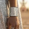 ZEVQ Silver Sequin Secret Pocket Wristband with hidden stash compartment for festivals